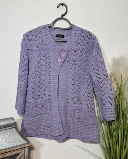 Glimpse Design Lilac Crotchet Knit Cardigan Size M