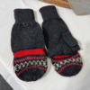 Grey Fairisle Knit Fingerless & full  Acrylic Gloves