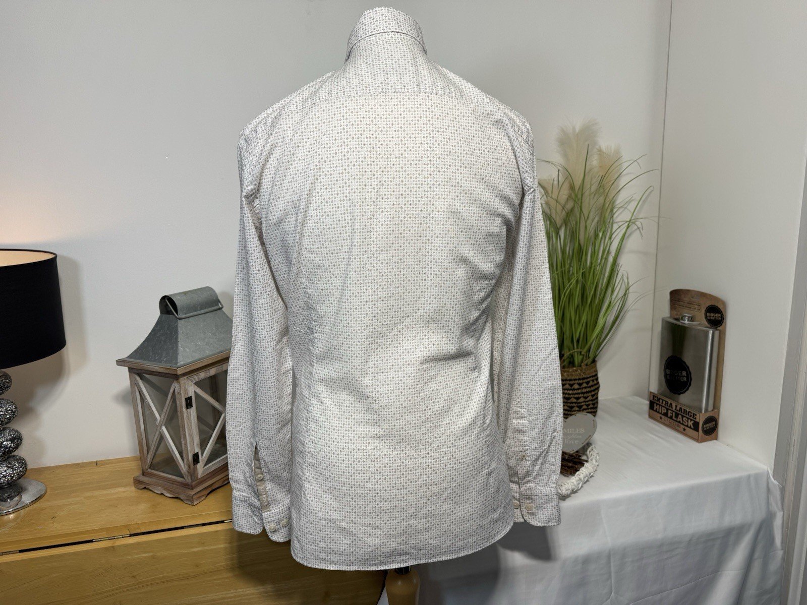 Hackett Print Slim Fit Button Down Collar Logo Cuff Size M