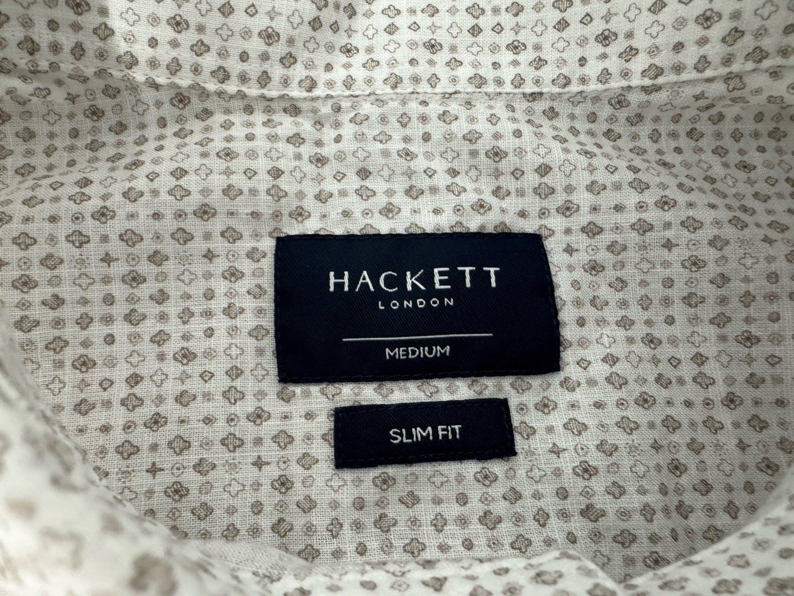 Hackett Print Slim Fit Button Down Collar Logo Cuff Size M