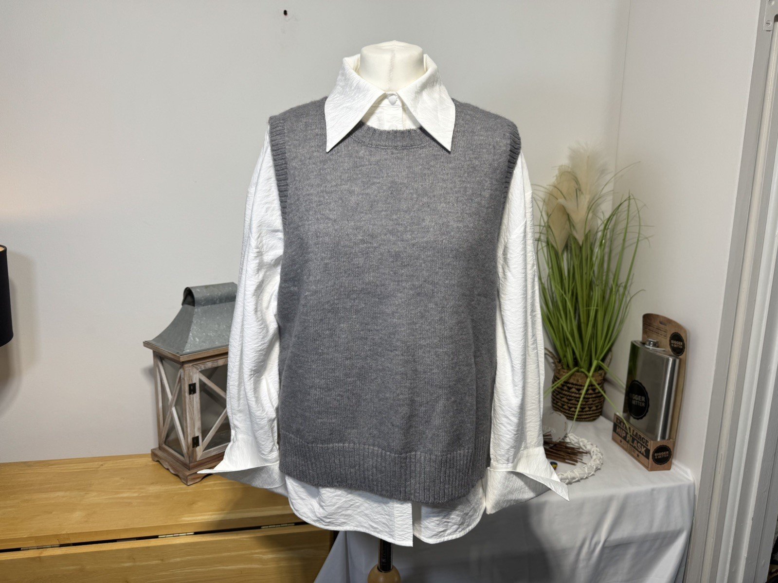 Heather Grey Knit Tank Top Size L/XL