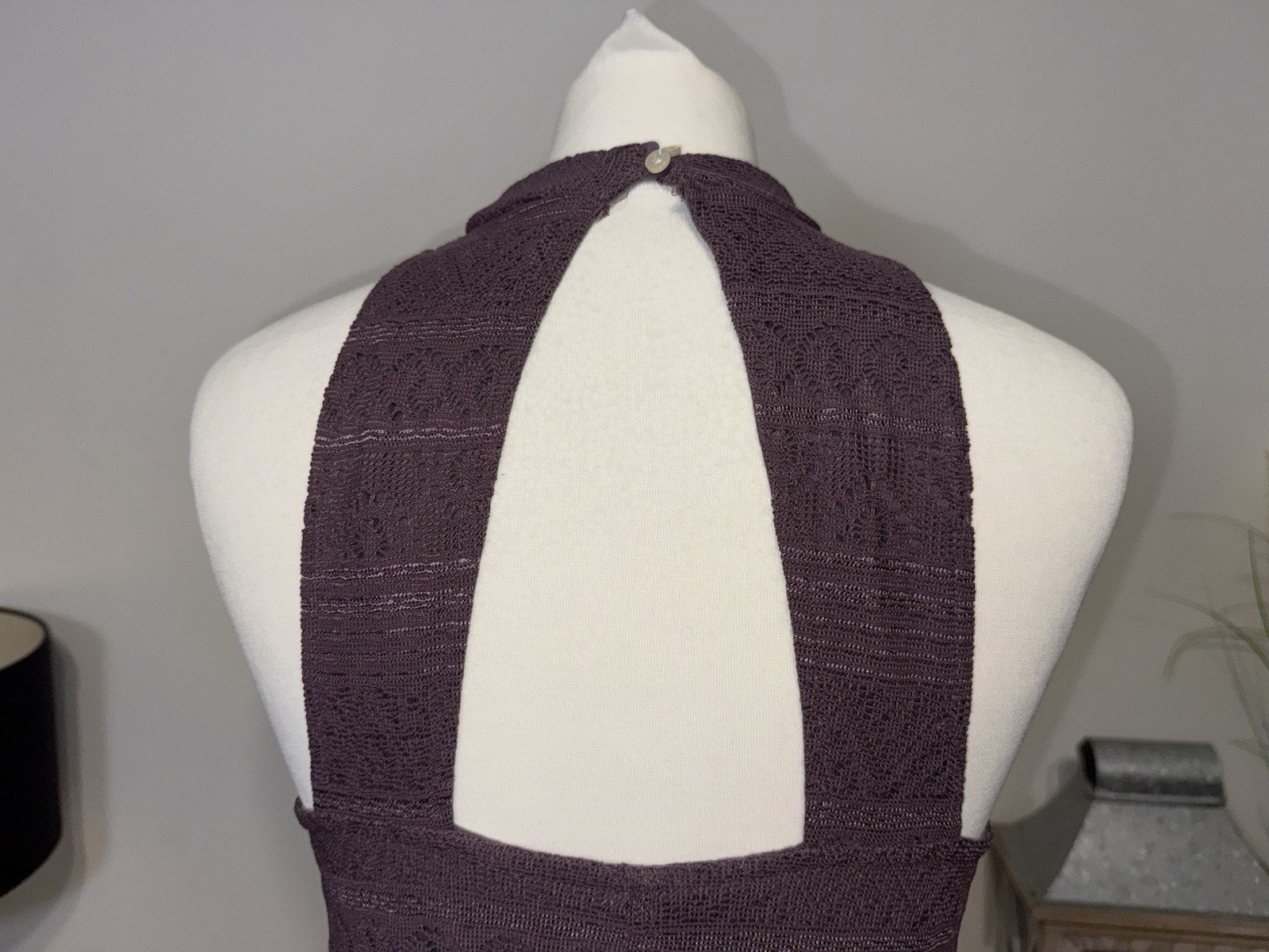 Hollister Purple Lilac Lined Crochet Halter Top Size M