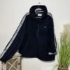 Lacoste Navy Arm Stripe Logo Hooded Pockets Full Zip Top Size L/XL