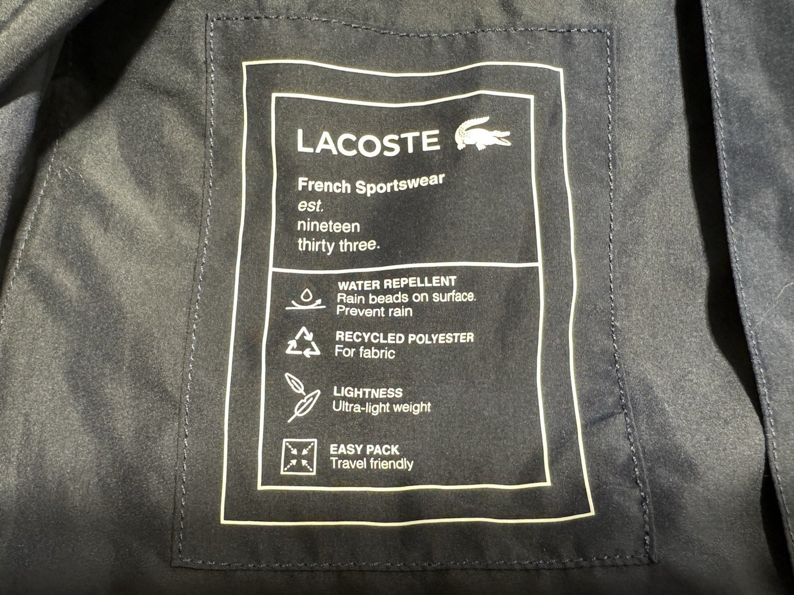 Lacoste Navy Arm Stripe Logo Hooded Pockets Full Zip Top Size L/XL