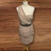 Lipsy London Beige Cold Shoulder Dress Waist Diamonte Detail Straight Skirt S12