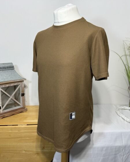 Manfinity Taupe Waffle Design Short Sleeve T-Shirt Size M