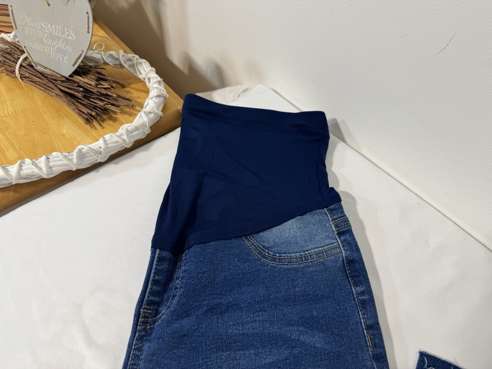 Maternity Ripped Denim High Waisted Skinny Jeans Size S