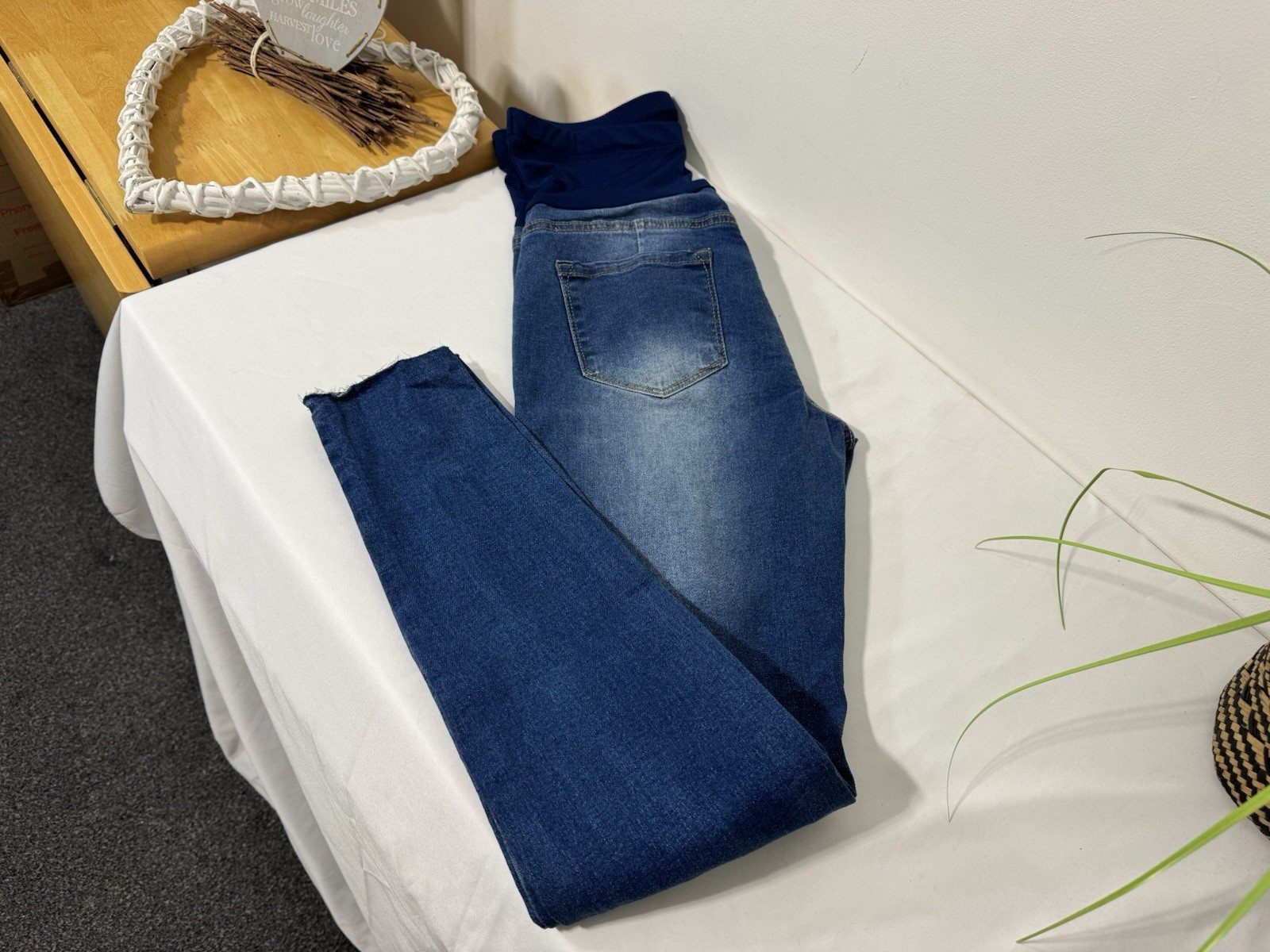 Maternity Ripped Denim High Waisted Skinny Jeans Size S