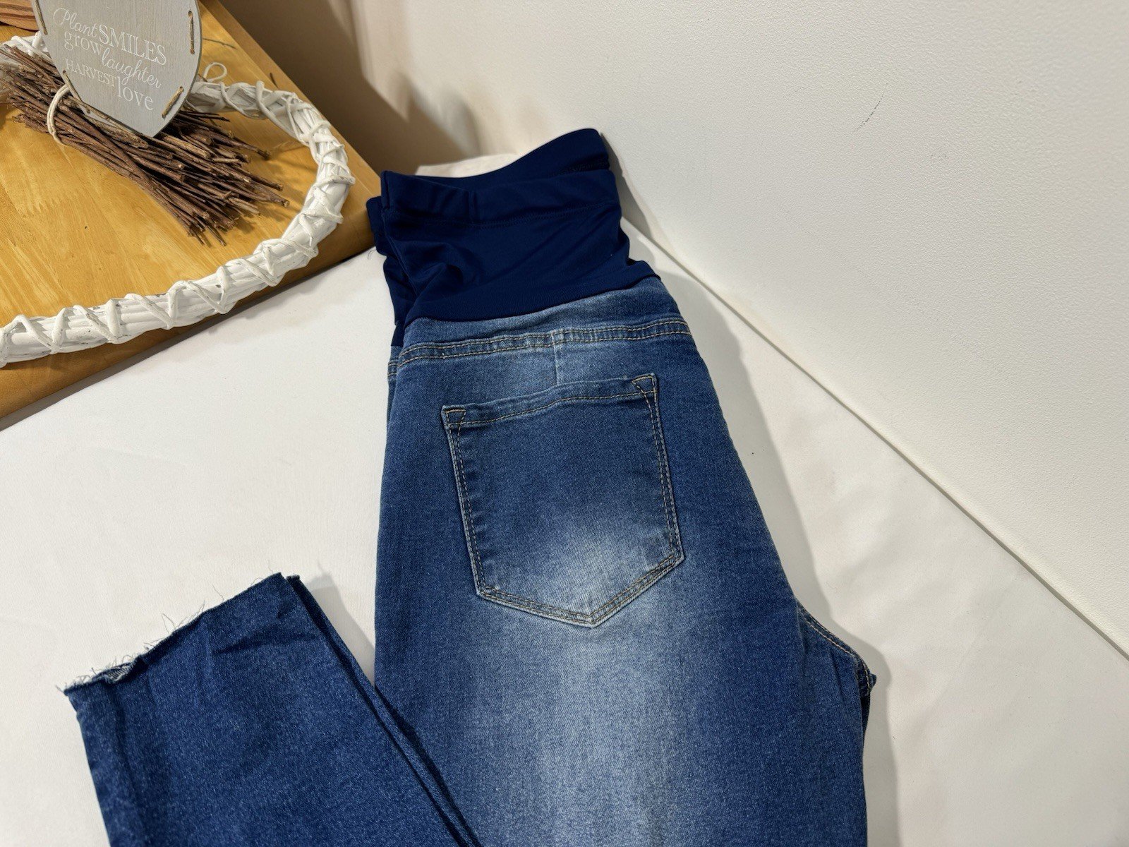 Maternity Ripped Denim High Waisted Skinny Jeans Size S