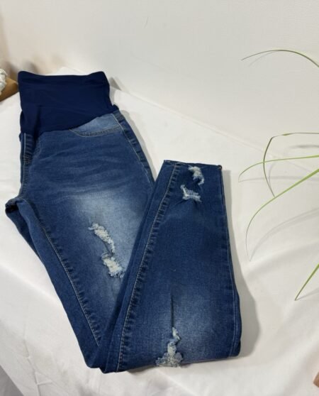 Maternity Ripped Denim High Waisted Skinny Jeans Size S