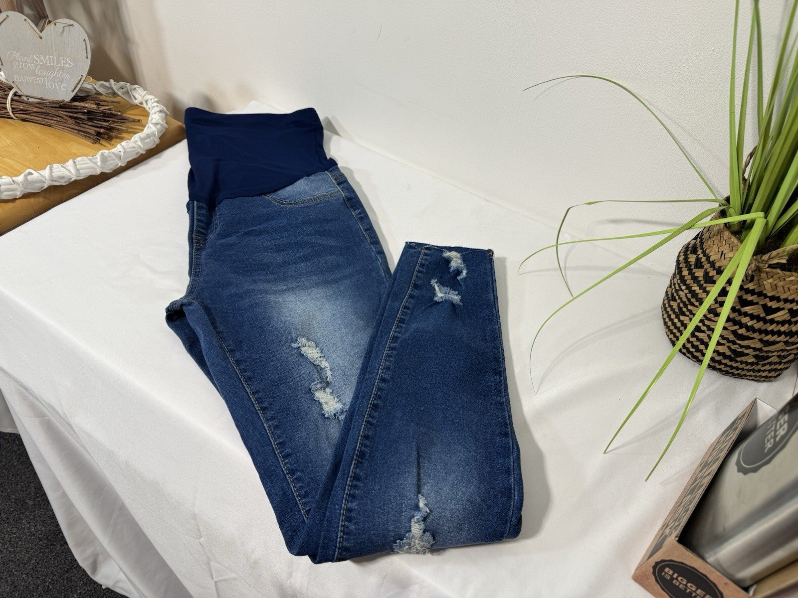 Maternity Ripped Denim High Waisted Skinny Jeans Size S