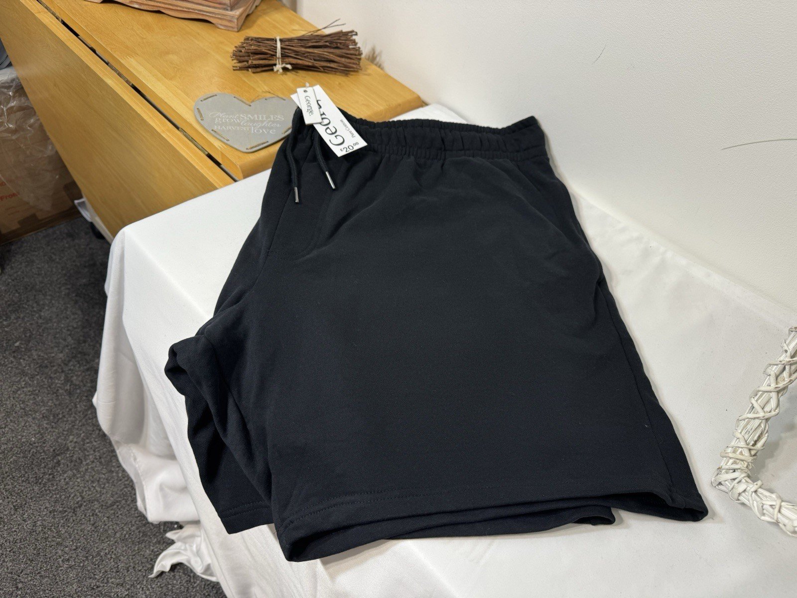 NEW Black Elasticated Waist Sweat Shorts Size 4XL