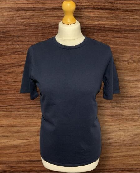 Navy Blue Short Sleeve T Shirt Crew  Neck 100% Cotton Size 10