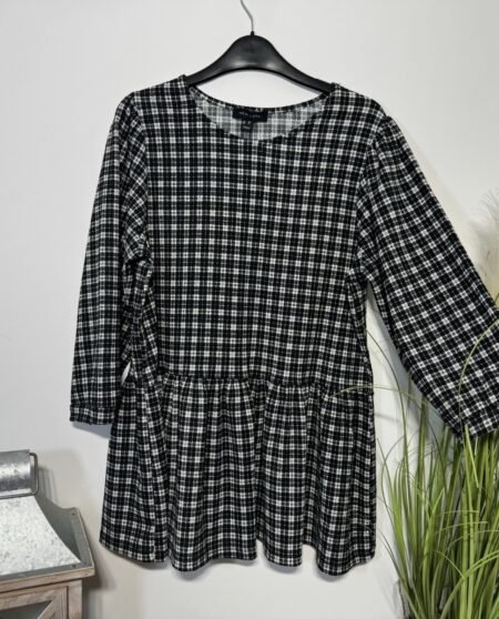 New Look Check Peplum Top 3/4 Sleeve Size 10