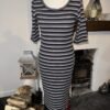 Next Midi Bodycon Dress striped with Gold Sparkle Side Splits Size 12