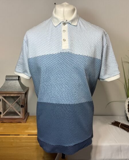 Next Stripe Textured Short Sleeve Polo Top Size XL