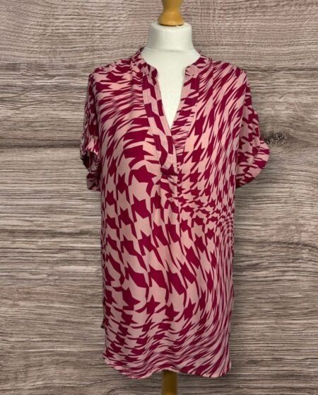 Next Tunic Buttoned Shoulder Flaps V-neck Stand Up Collar Size 14