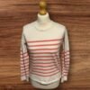 Oliver Bonas White And Pink Stripe Long Sleeve Top Round Neck Size 6