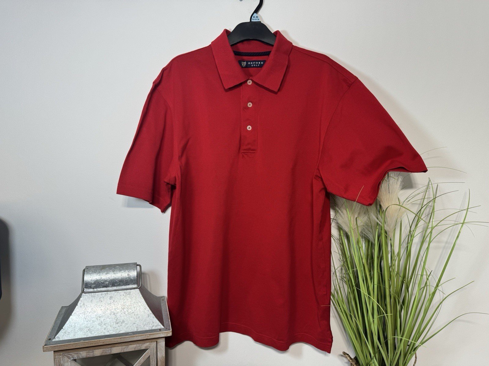Oxford Golf Red Pique Knit Short Sleeve Polo Shirt Size M