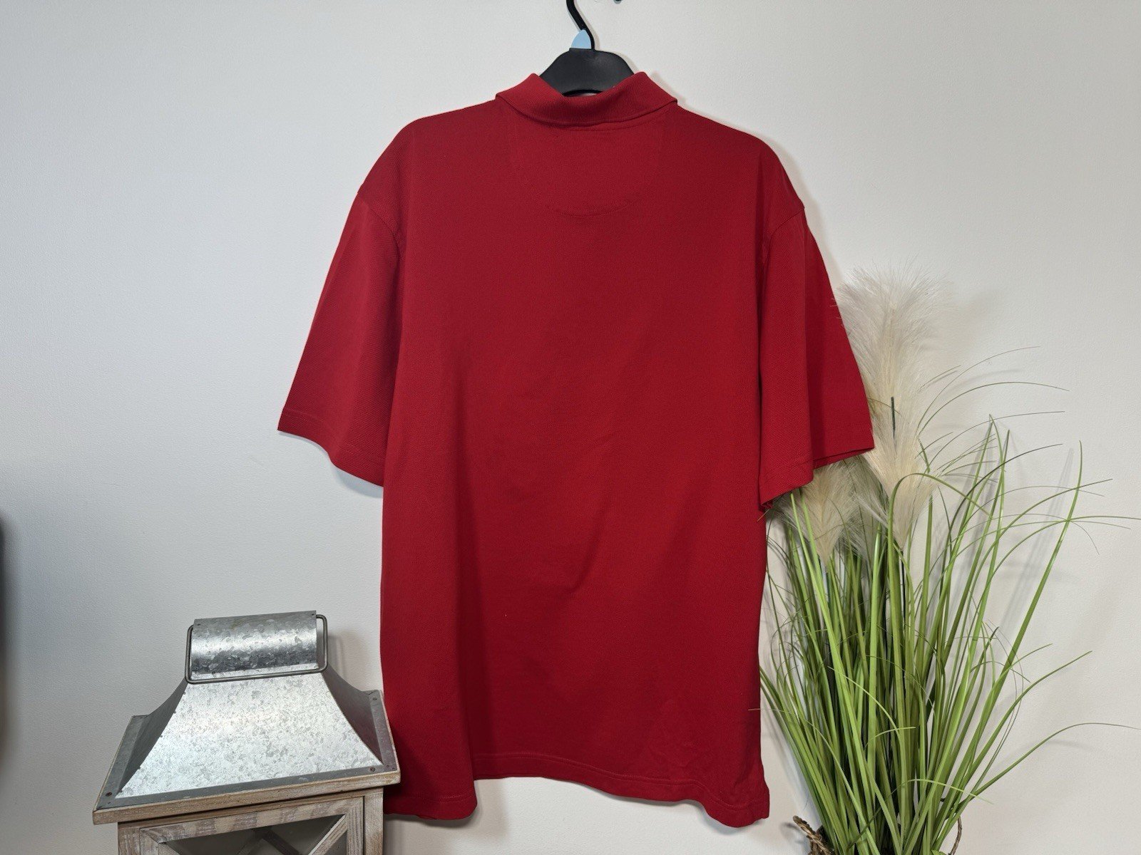 Oxford Golf Red Pique Knit Short Sleeve Polo Shirt Size M