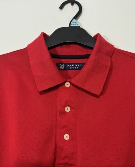 Oxford Golf Red Pique Knit Short Sleeve Polo Shirt Size M
