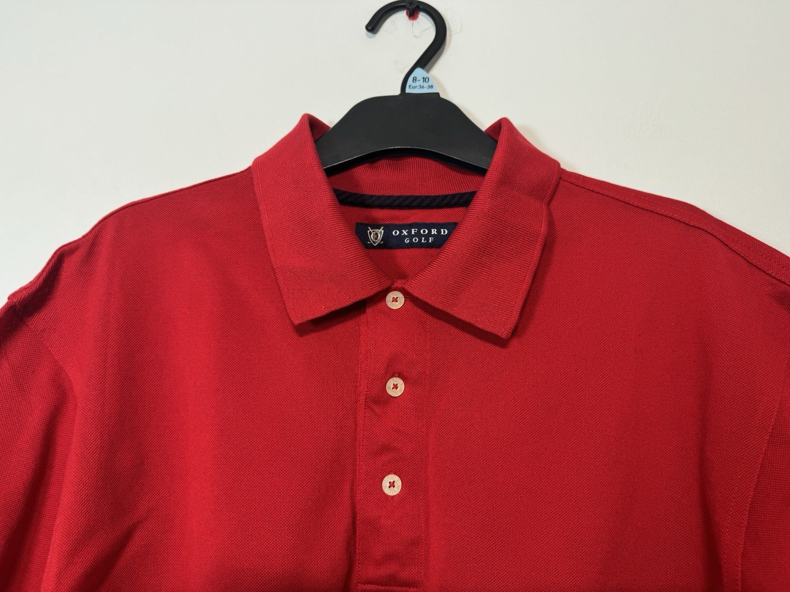 Oxford Golf Red Pique Knit Short Sleeve Polo Shirt Size M