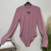 Pink Butterfly Embroidered Long Sleeve Bodysuit Size S