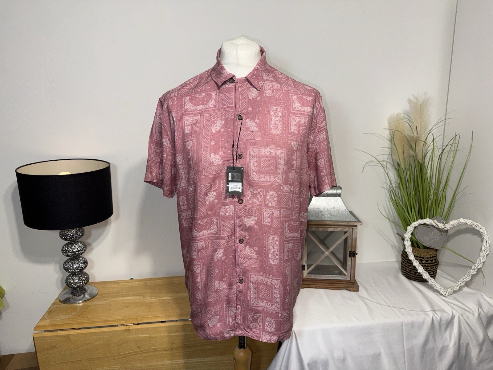 Primark Rose Pink Patterned Relaxed Fit Shirt Size M