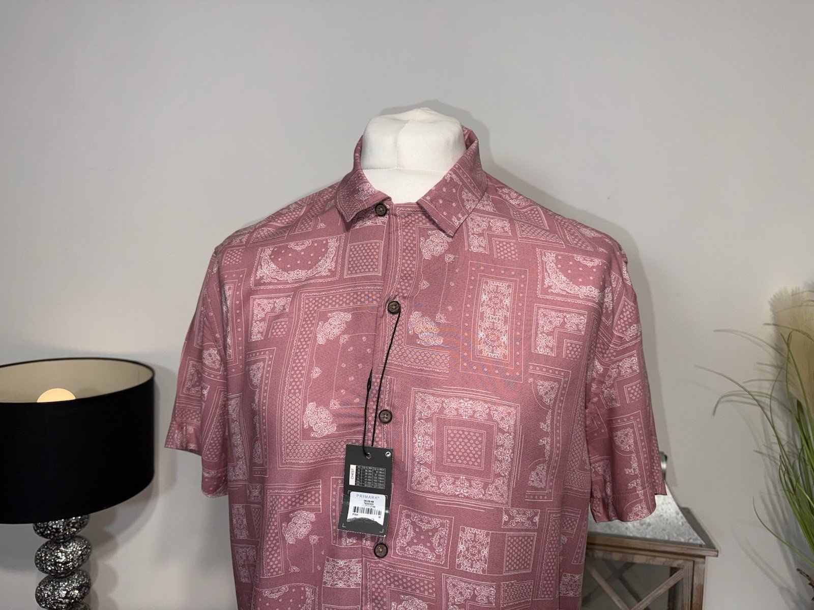 Primark Rose Pink Patterned Relaxed Fit Shirt Size M