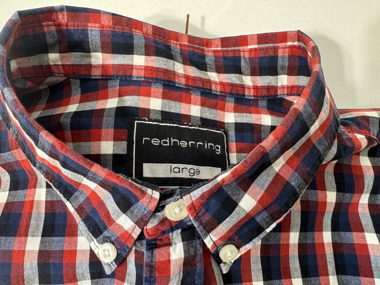 Red herring Cotton Check Short Sleeve Shirt Size L