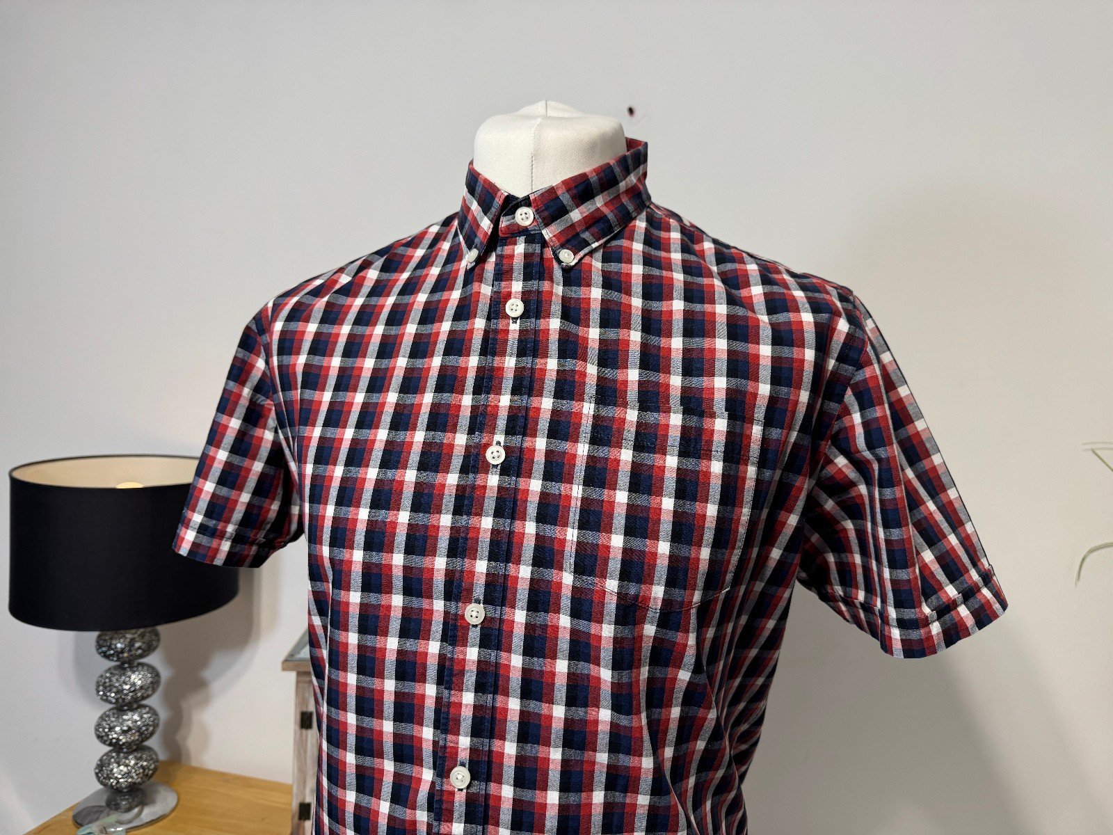 Red herring Cotton Check Short Sleeve Shirt Size L