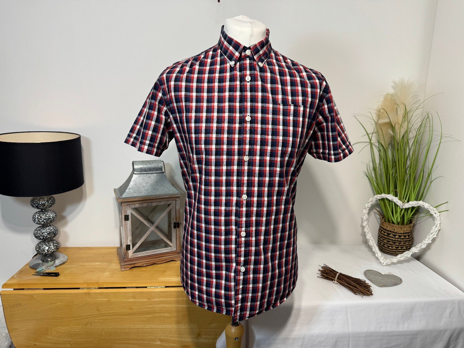 Red herring Cotton Check Short Sleeve Shirt Size L