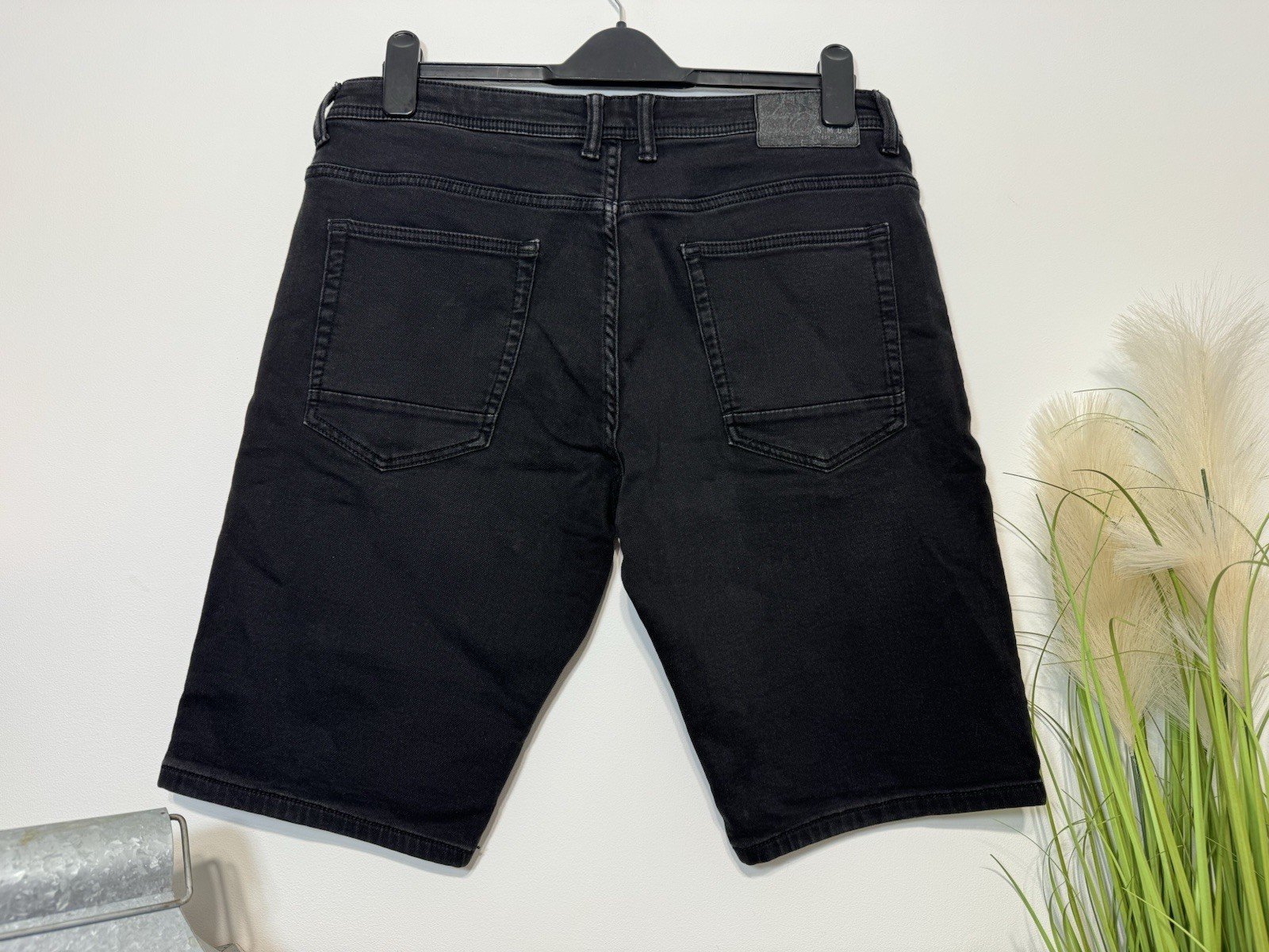 SMOG Black Stretch Denim Shorts W36