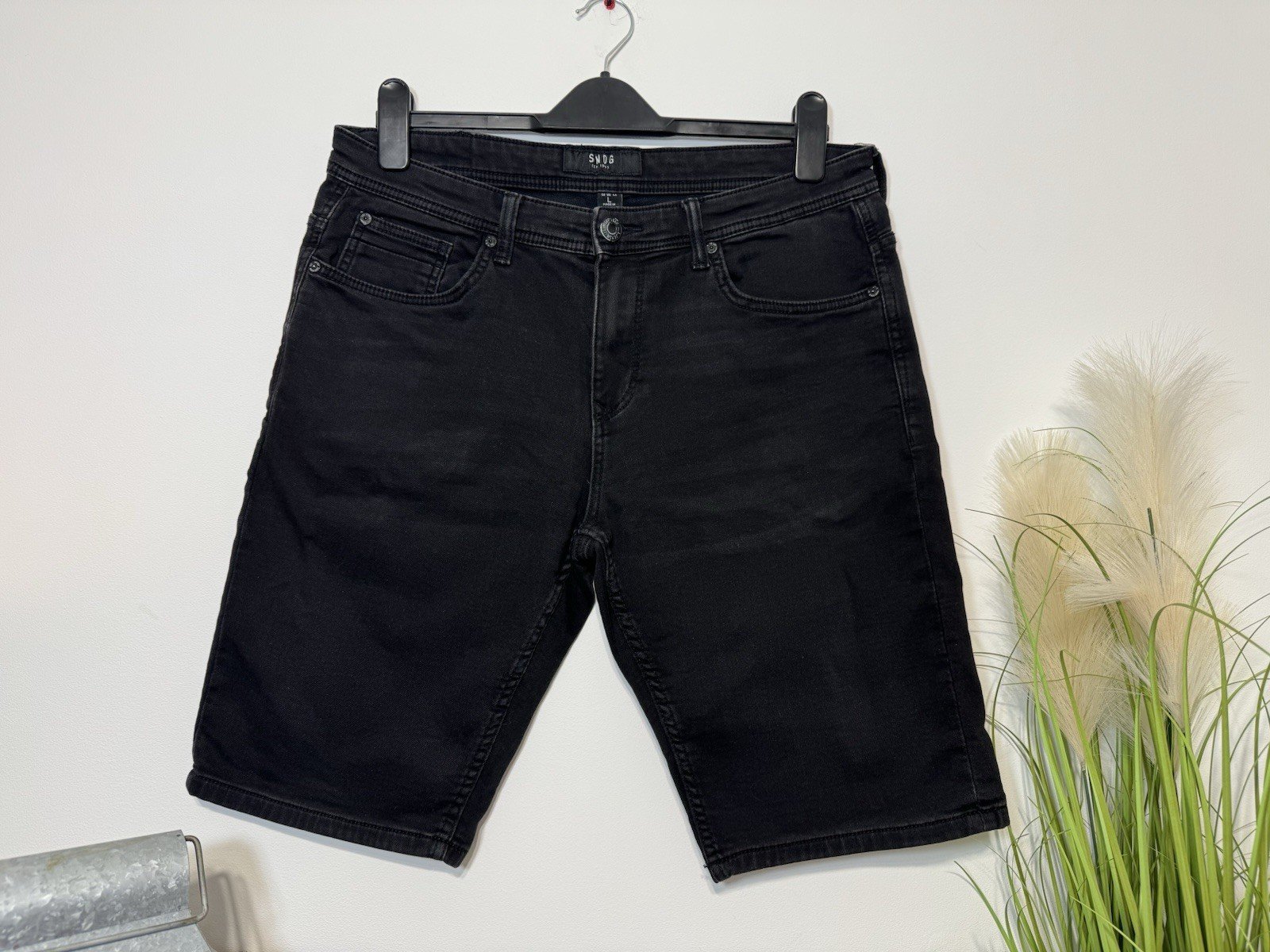 SMOG Black Stretch Denim Shorts W36
