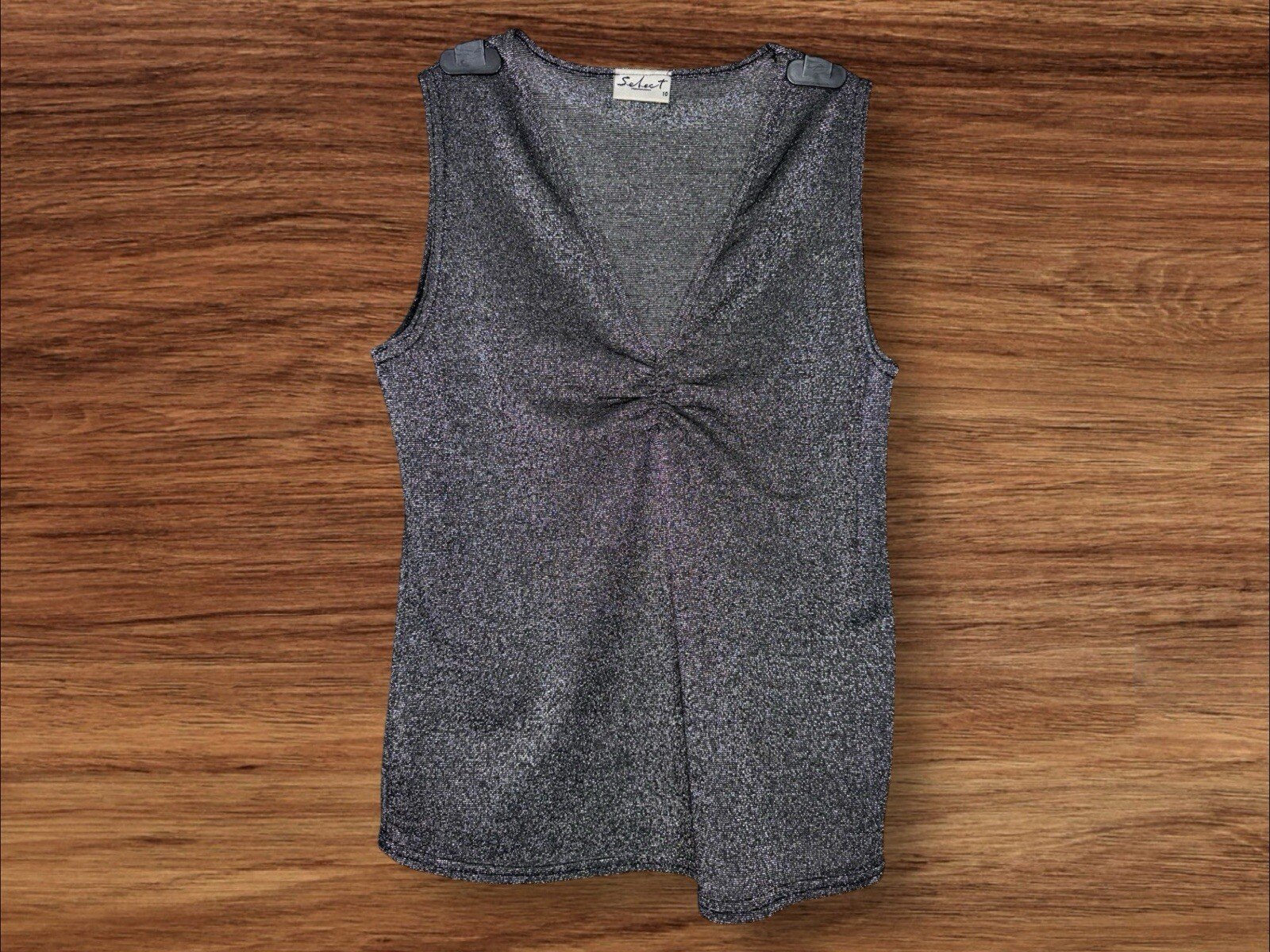Select V-neck Glitter Top Ruched Bust Sleeveless Size 10