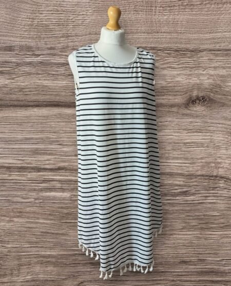 Shein Curve Beach Dress Black White Stripe Size XL