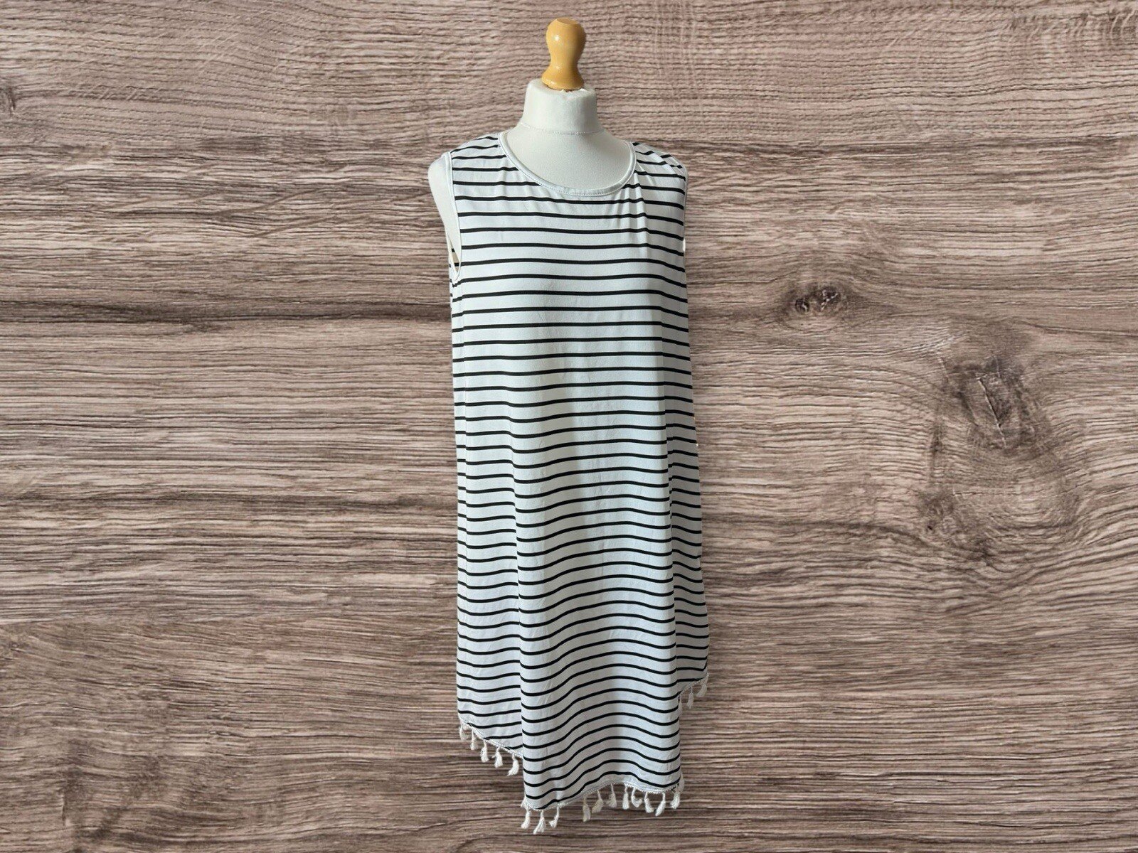 Shein Curve Beach Dress Black White Stripe Size XL