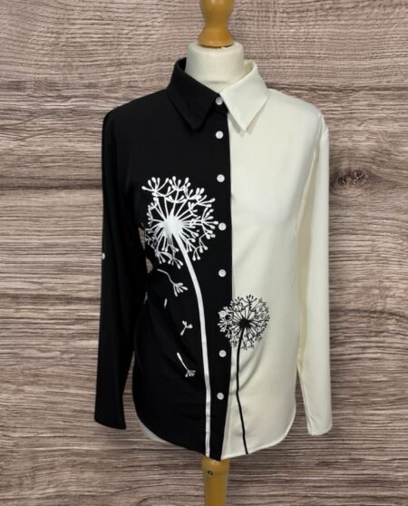 Shein Curve Blouse Front Floral Motif Size XL