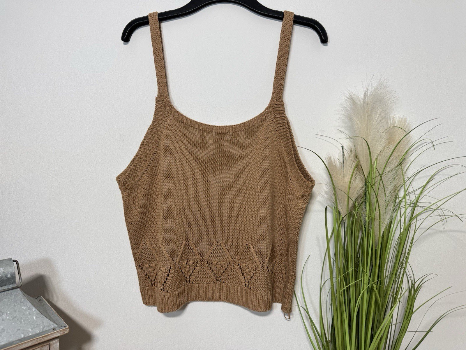 Taupe Acrylic Knit Strap Top Size XL