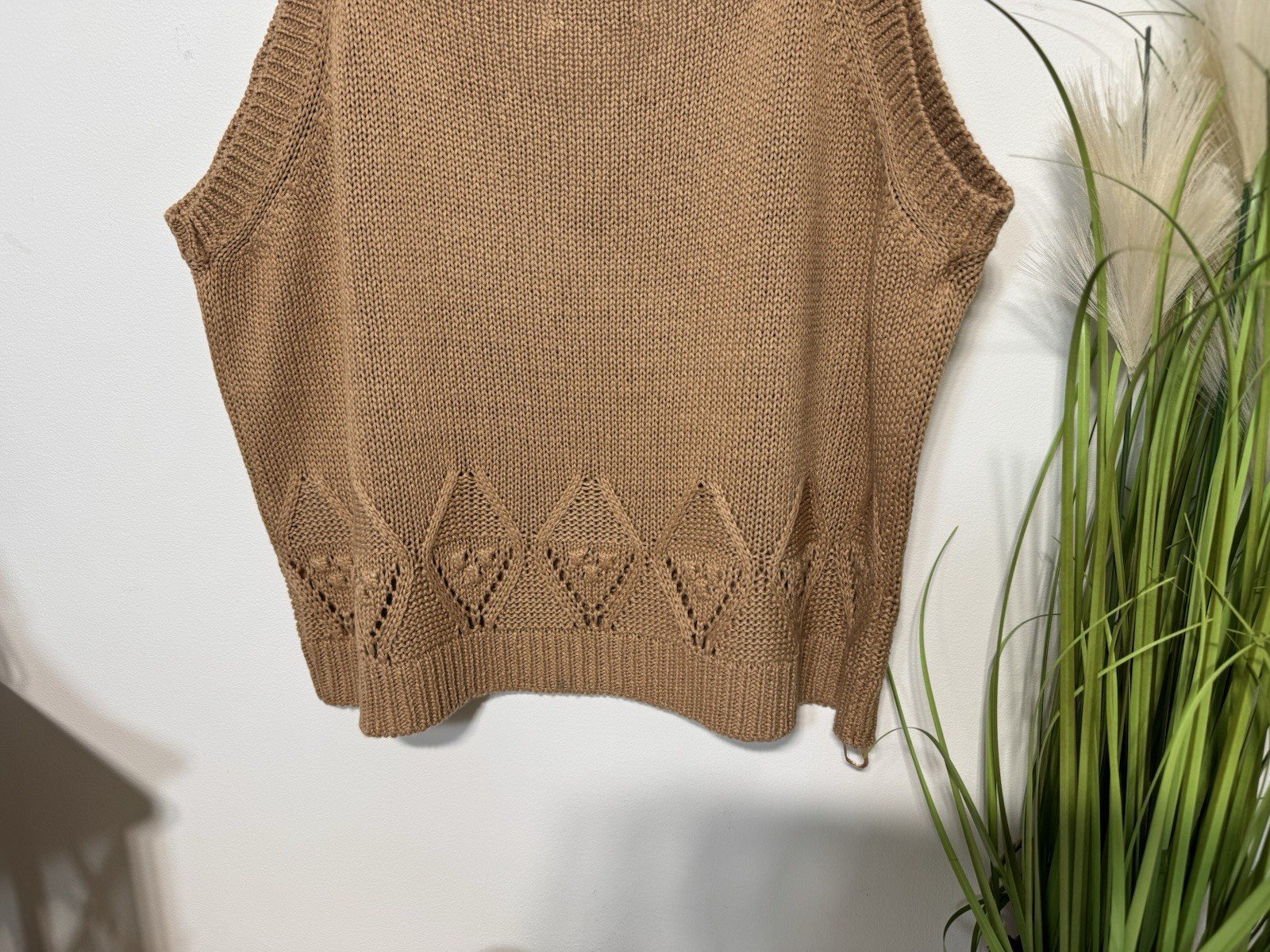 Taupe Acrylic Knit Strap Top Size XL