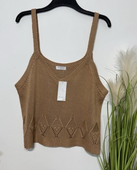 Taupe Acrylic Knit Strap Top Size XL