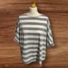 Womens White/Grey Strip Bat Wing Cotton Top Size L