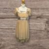 YBF2 Beige Lined Vintage Party Dress Sheer Overlay Flower Detail lace trim hem