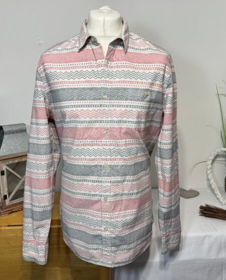 ASOS Geo Print Cotton Canvas Long Sleeve Shirt Size XL
