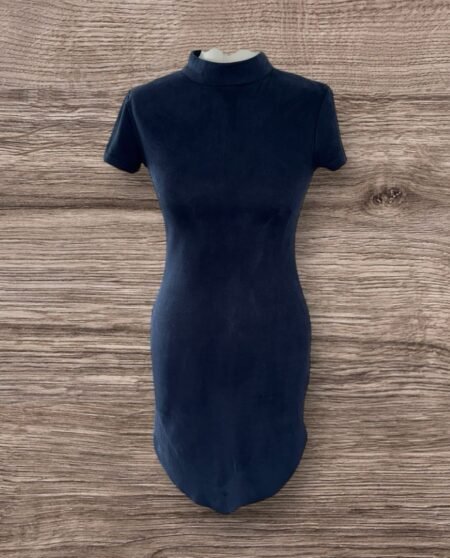 AX Paris Navy Faux Suede Bodycon Mini Dress Size 8
