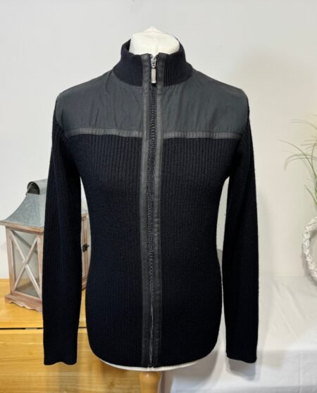 Armand Thierry Full Zip Chunky Ribbed Knit Funnel Neck Top Size XL