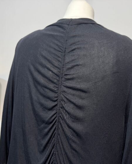 BLACK LONGLINE CARDIGAN RUCHED BACK SIZE 12
