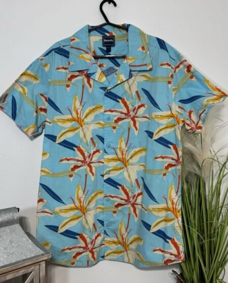 Bench Short Sleeve Shirt Floral Pattern Open Neck Size L