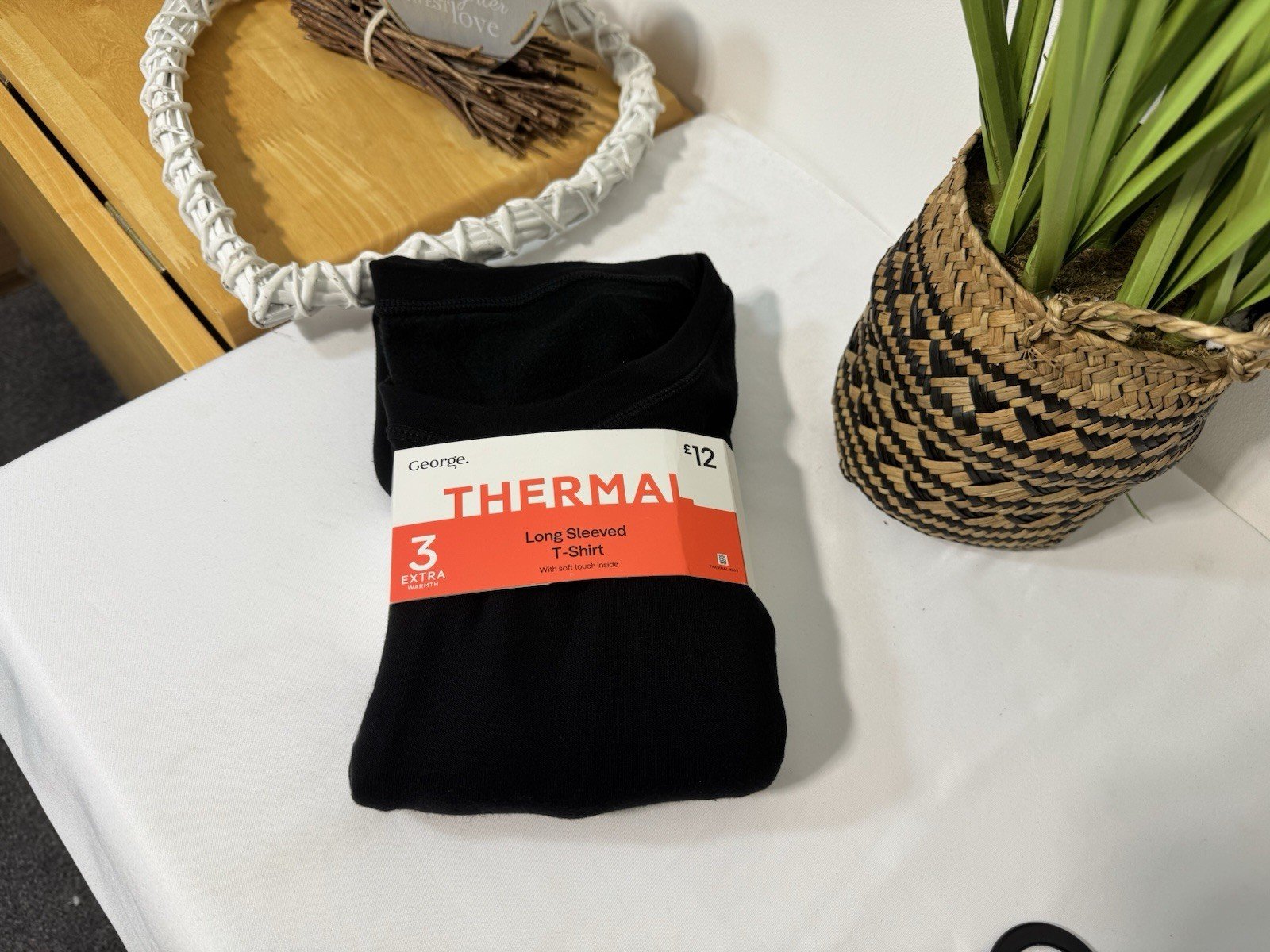 Black Thermal Soft Touch Fleece Backed Long Sleeve Top L