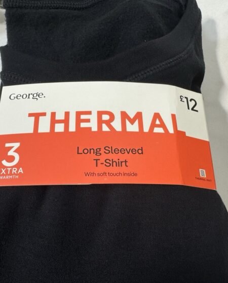 Black Thermal Soft Touch Fleece Backed Long Sleeve Top L